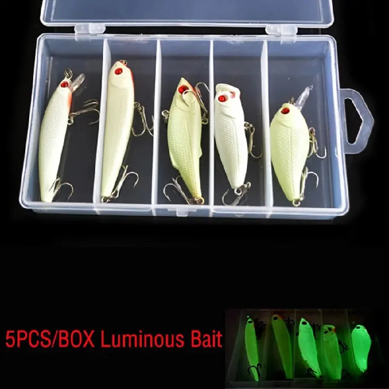 5PCS Luminous Artificial Minnow Fishing Kit