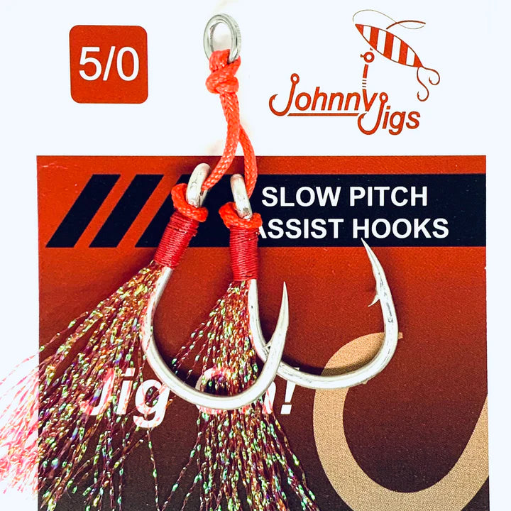 JohnnyJigs - Red Feathered Twin Assist Hooks