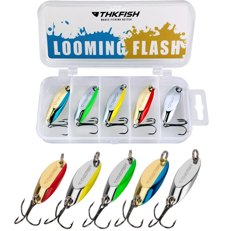 THKFISH 5pcs Fishing Spoons Lures for Trout Pike Bass