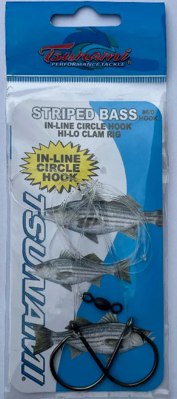 Tsunami TS-4750 Striped Bass In-Line Circle Hook Hi-Lo Clam Rig w/o Floats