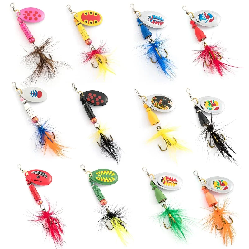 Dr.Fish 6/12pcs Roostertail Spinners Set