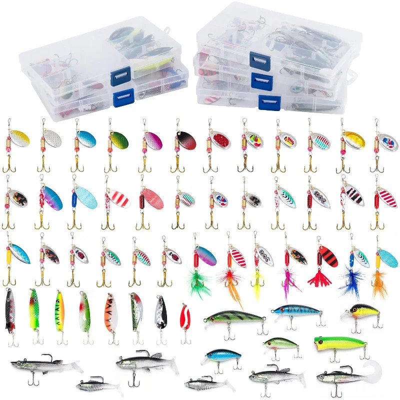 Dr.Fish 60pcs Spinners Spoons Hardbaits Kit