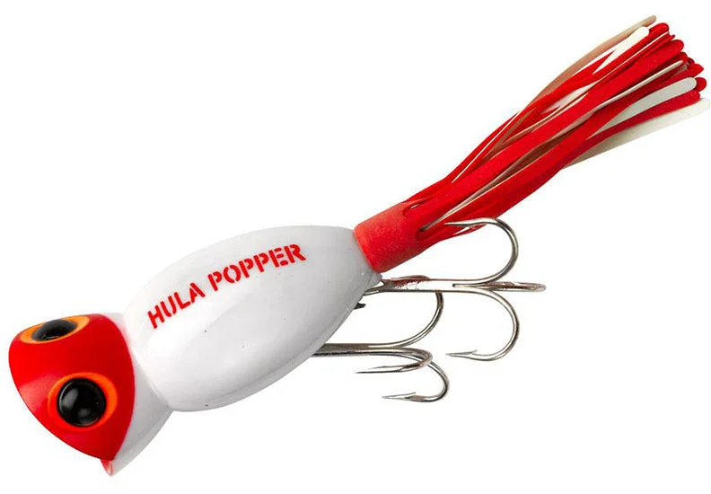 Arbogast 3/8 Oz Hula Popper White & Red HD Fishing Lure