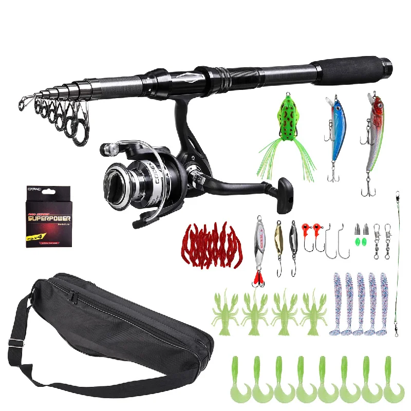 Black Fishing Rod Luya Fishing Tackle Fishing Kit