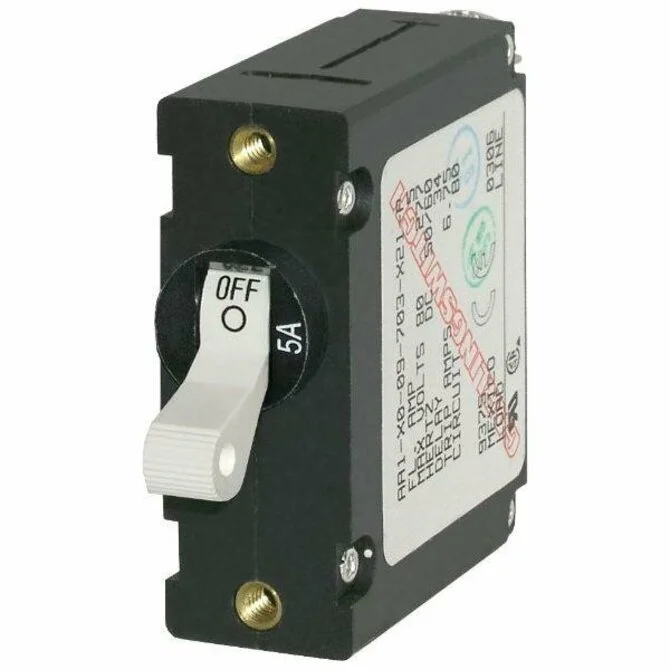 Blue Sea - A-Series White Toggle Circuit Breaker - Single Pole