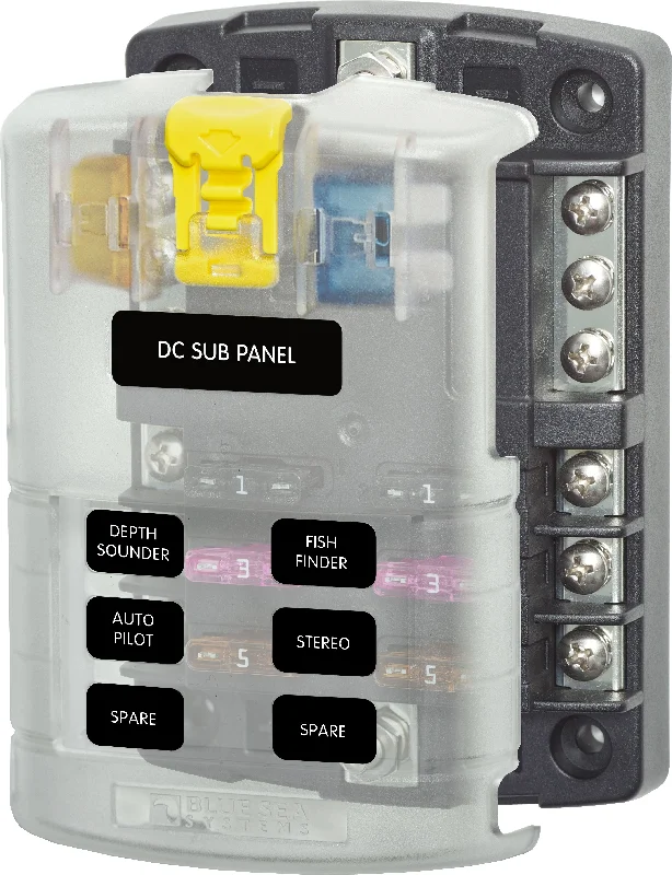 Blue Sea Systems ST Blade Fuse Block - 6 Circuits with Negative Bus and Cover 5025