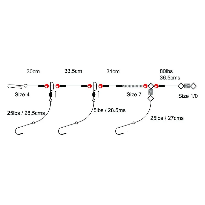 Cox & Rawle Ready Tied 3 hook clip down size 2