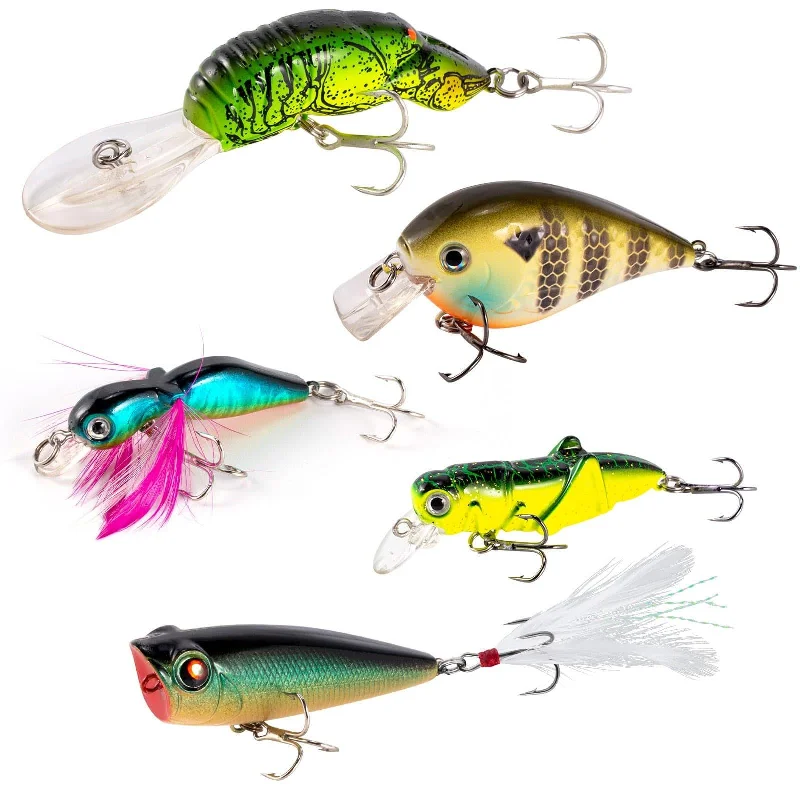 Dr.Fish 5pcs Crankbait Lure kit 1/5oz-3/10oz