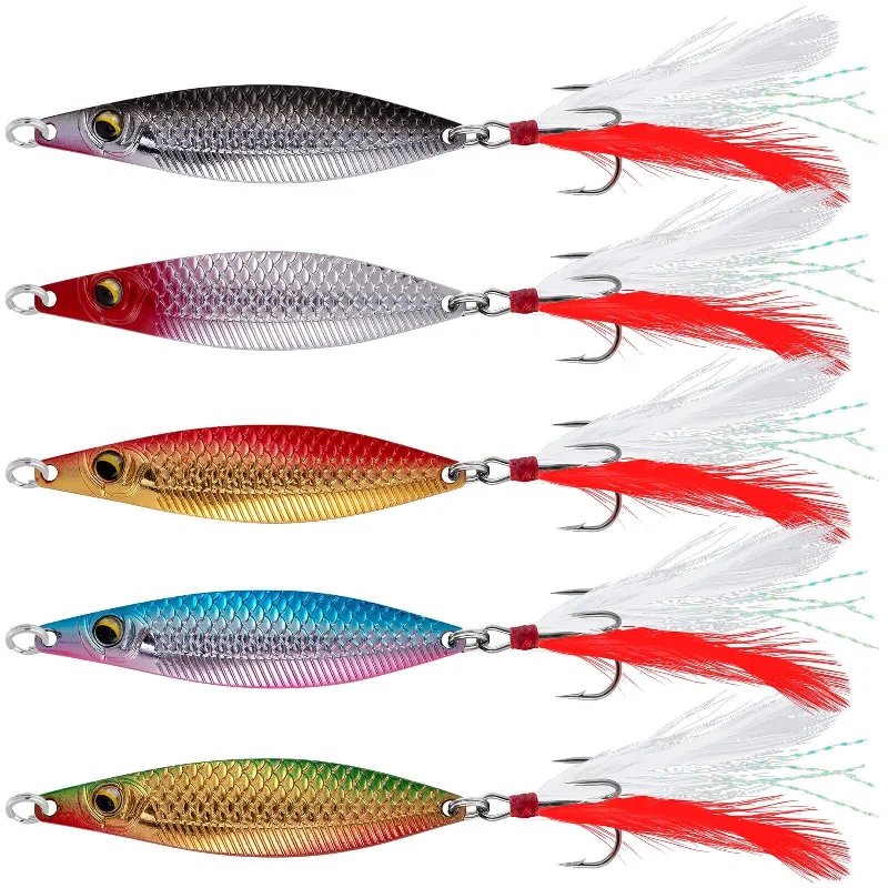 Dr.Fish 5pcs Metal Roostertail Spoon Lures 15/30g