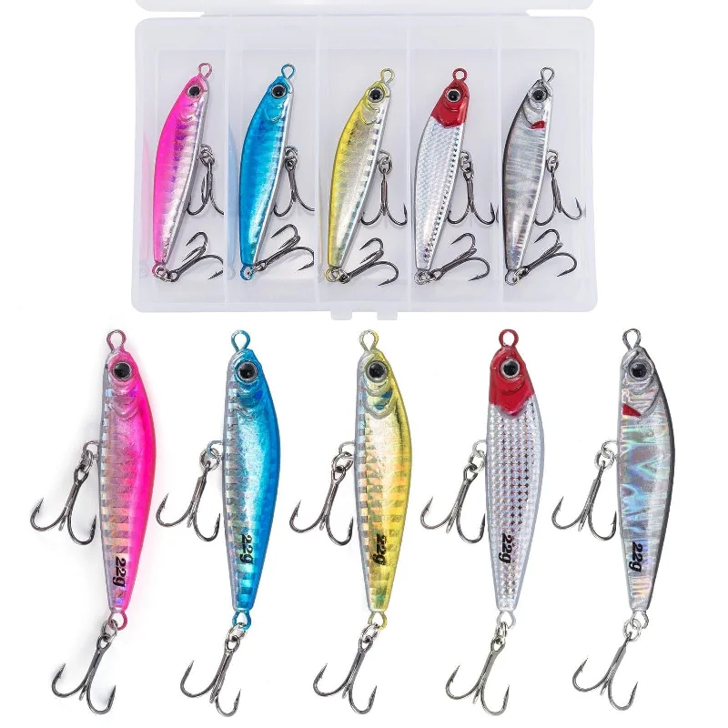 Dr.Fish 5pcs Sinking Diamond Spoon Jig 2.17-2.44'' 1/2-3/4oz