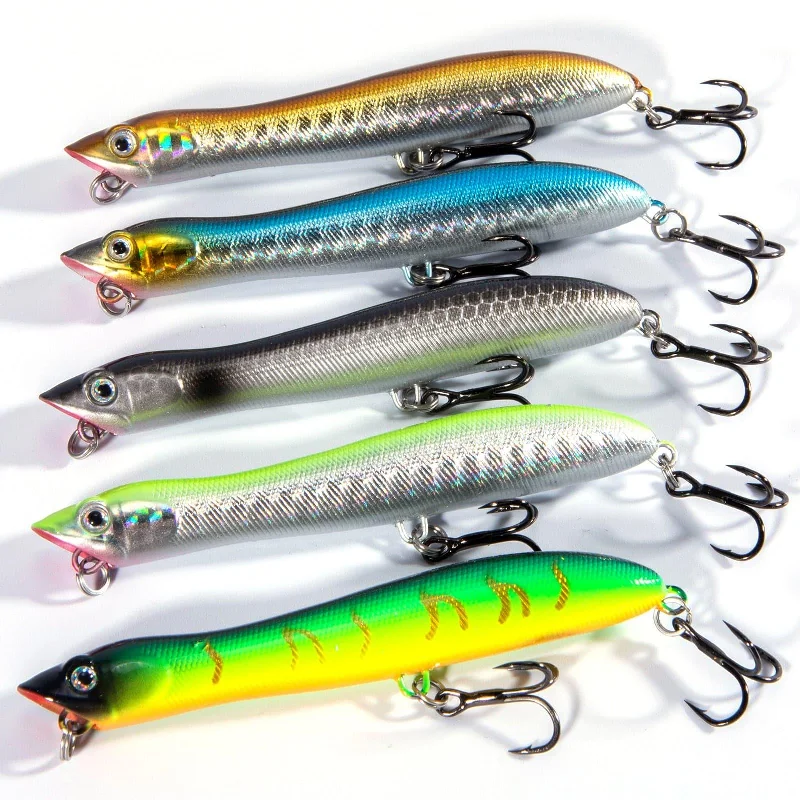 Dr.Fish 5pcs Topwater Popper Lures 3.3" 1.69oz