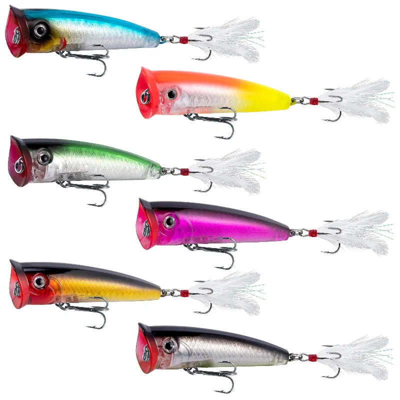 Dr.Fish 6pcs Topwater Popper Lures 2.95" 3/8oz