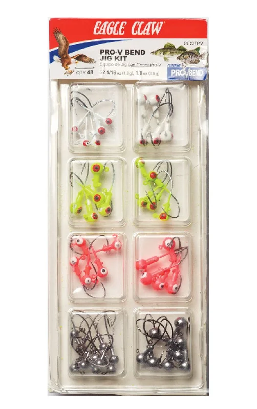 Eagle Claw Pro-V Bend Jig Kit 48-Piece Jighead Assortment