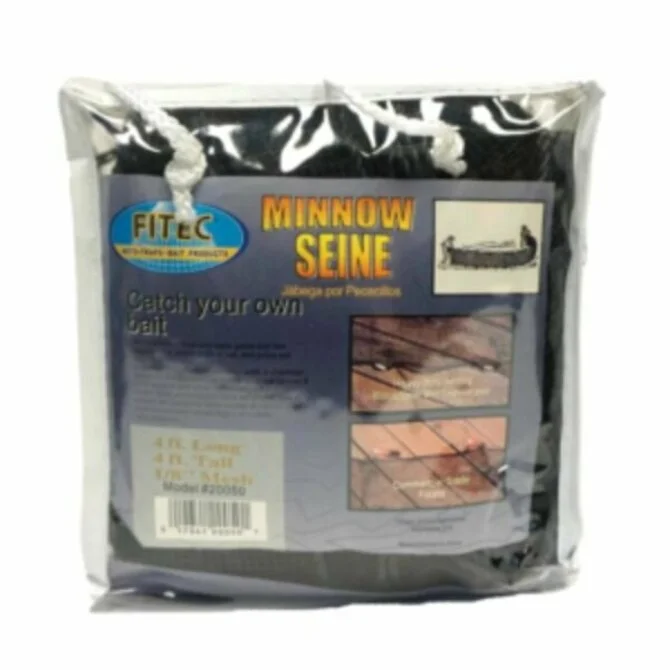 FITEC - Poly Minnow Seine 4′ x 4' - 1/4″ Mesh, Black