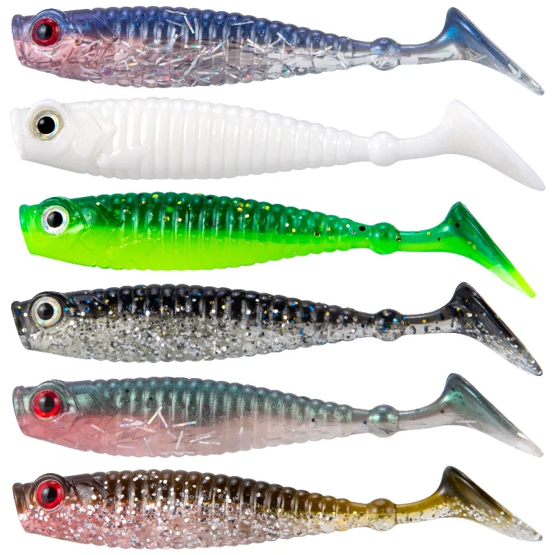 Dr.Fish 8pcs Gillter Foil Soft Baits 2.56''