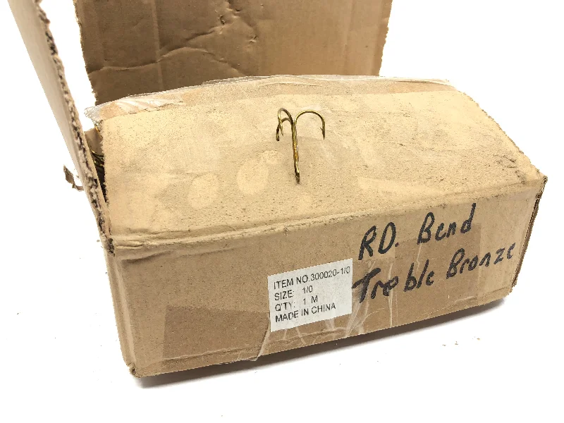 Huge Box of Treble Hooks Rd Bend Bronze Ref 300020-1/0 Qty 1000