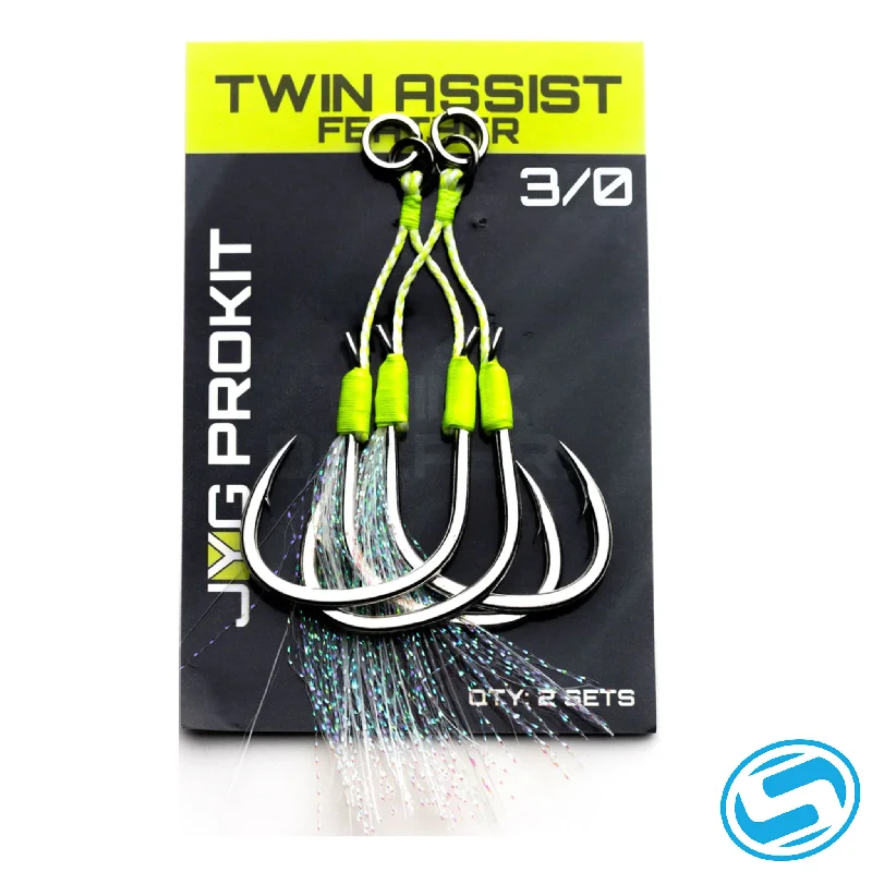 JYG Pro Fishing Twin Assist Feather Hooks