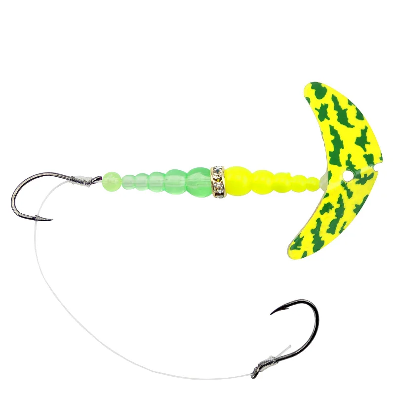 Mack's Lure Double Whammy Walleye Series Spinner Rig - 1.5" - Yellow Chartreuse/Fluorescent Green