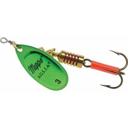 Mepps Aglia Plain Treble Fishing Lure  Green Platinum  1/4 Oz - B3 GRP