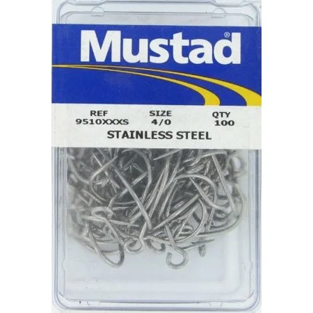 Mustad 9510XXXS Salmon Siwash  3X Strong  Hollow Point  Open Ring Classic Hook - Stainless - 100 per Pack