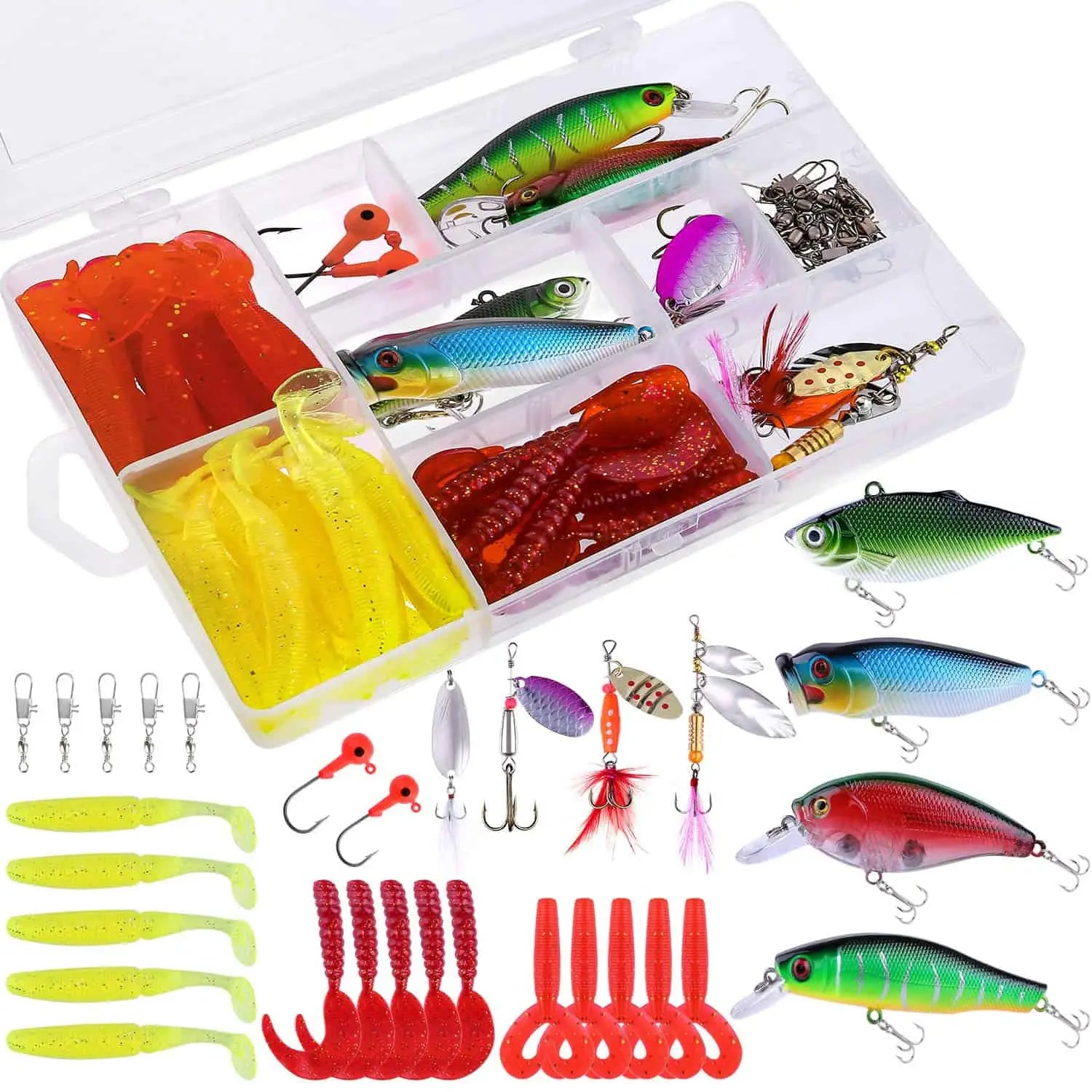 PLUSINNO 51Pcs Fishing Lures Kit