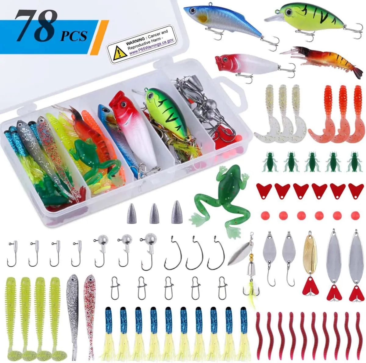 PLUSINNO 78Pcs Fishing Lures Kit