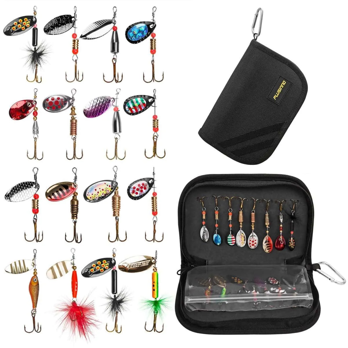 PLUSINNO Fishing Lures for Bass with Portable Carry Bag