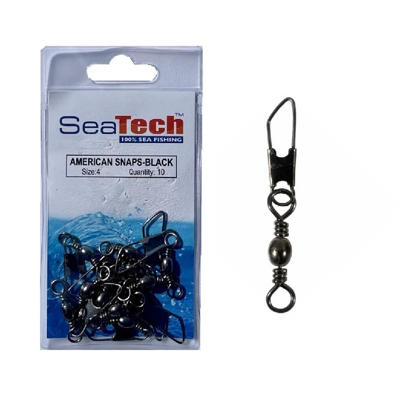 SeaTech American Snaps - Black Size 6 (10 Pack)