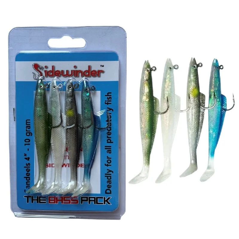 Sidewinder Bass Pack Sandeel 4" 10g Mixed Pack Of 4 Lures