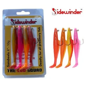 Sidewinder Cod Squad Sandeel 4" 10g Mixed Pack of Lures