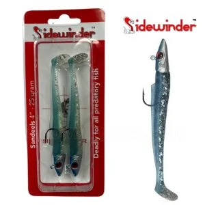 Sidewinder Rattleback Jig Head Sandeels Blue Glitter 4" 25g (2 Pack)