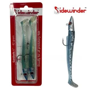 Sidewinder Rattleback Jig Head Sandeels Blue Glitter 6" 42g (2 Pack)