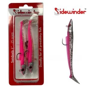 Sidewinder Rattleback Jig Head Sandeels Pink Punk 4" 25g (2 Pack)