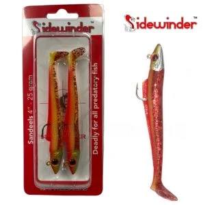 Sidewinder Rattleback Jig Head Sandeels Rhubarb & Cuastard 4" 25g (2 Pack)