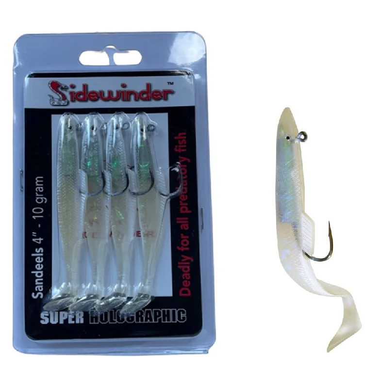 Sidewinder Sandeel 4" 10g Pearl Pack Of 4 Fishing Lures