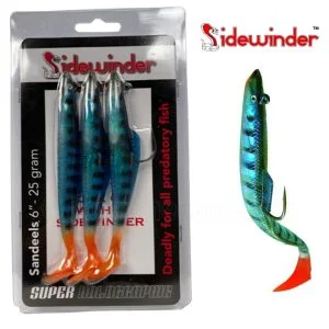 Sidewinder Super Holographic Sandeel 6" 25g Mackerel Fire (Pack of 3 Lures)