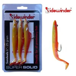 Sidewinder Super Solid Sandeel 6" 25g Rhubarb & Custard Pack Of 3 Fishing Lures