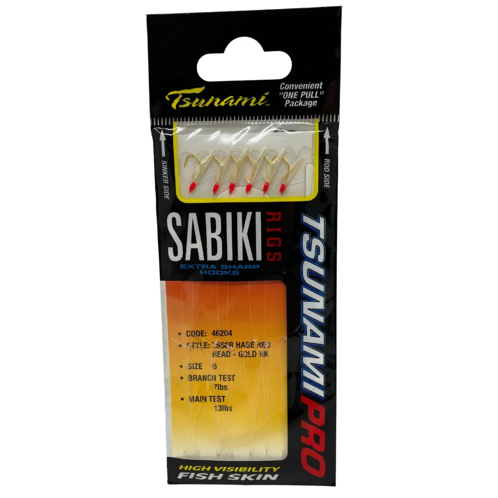 Tsunami Sabiki Hage Red Head Gold Hook size 8