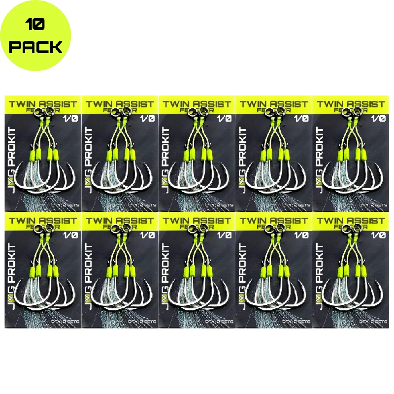 TWIN ASSIST HOOKS FEATHER 10PK