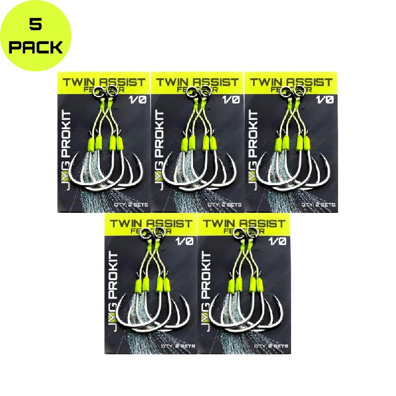 TWIN ASSIST HOOKS FEATHER 5 PK