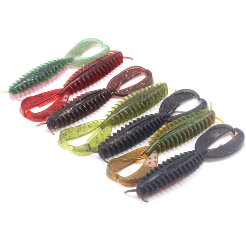 Dr.Fish 6/8pcs Twin Tail Worms 3.54''