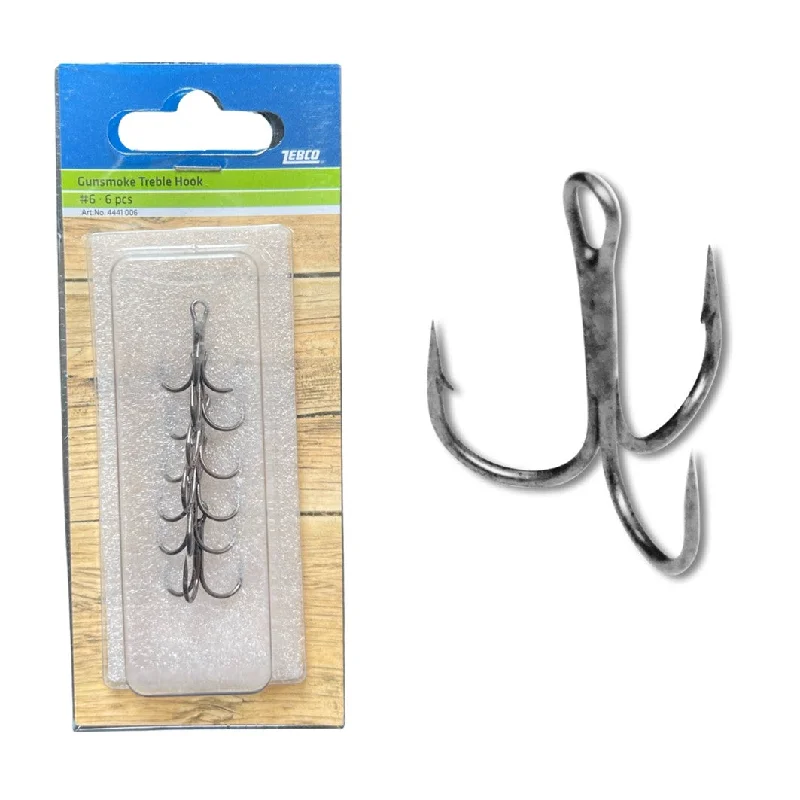 Zebco Gunsmoke Treble Hooks - Barbed - Size 6 (6 Hooks)